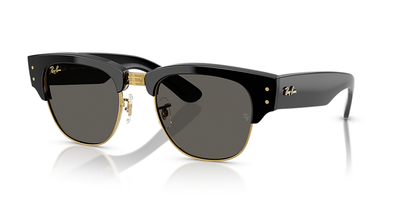 Ray-Ban Mega Clubmaster "Blacked Out" gris foncé / carrée noire et dorée propionate pont haut Lunette Solaire RB 0316S 6826/J5 50
