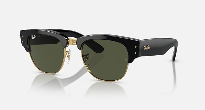 Ray-Ban Mega Clubmaster édition XXL Noir poli sur or G-15 Vert propionate pont haut Lunette Solaire RB 0316 901/31 50