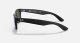 RAY-BAN : New Wayfarer Flash, Lunettes de soleil Carrée en Caoutchouc noir mat bleu flash , RB2132 622/17 55