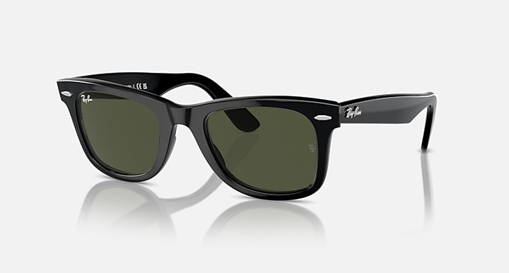 Ray-Ban Wayfarer Classic Original Carré Noir poli acétate Polarisé G-15 vert Rb 2140 901 50