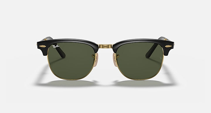Ray-Ban — Clubmaster Folding rétro Noir poli G-15 Vert Carré en acetate Lunette Solaire Rb2176 901 51