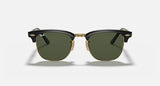 Ray-Ban — Clubmaster Folding rétro Noir poli G-15 Vert Carré en acetate Lunette Solaire Rb2176 901 51