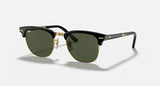 Ray-Ban — Clubmaster Folding rétro Noir poli G-15 Vert Carré en acetate Lunette Solaire Rb2176 901 51