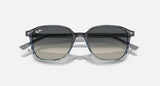 RAY-BAN : Léonard carré au rayures grises et bleues polies en acétate avec lentilles grises | Rb2193 1381/71