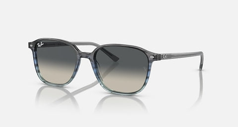 RAY-BAN : Léonard carré au rayures grises et bleues polies en acétate avec lentilles grises | Rb2193 1381/71