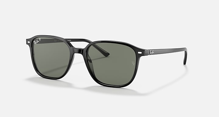 RAY-BAN : Léonard Carré Noir poli en acétate G-15 Vert Polarisé Rb2193 901 58 53