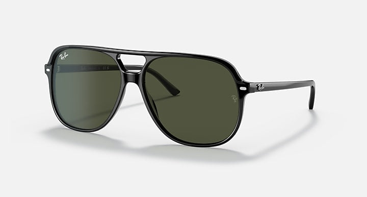 RAY-BAN : BILL, Carré en acétate Noir poli, G-15 Vert Rb2198 901/31