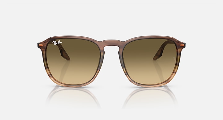 RAY-BAN : RB 2203 — Lunettes en acétate rayé marron et vert poli carrée, lentilles brune noir | Rb2203 1392/0a