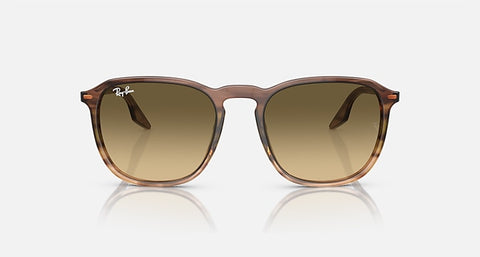 RAY-BAN : RB 2203 — Lunettes en acétate rayé marron et vert poli carrée, lentilles brune noir | Rb2203 1392/0a
