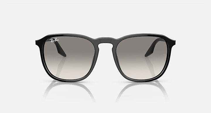 RAY-BAN : RB 2203 — Lunettes en acétate noir poli carrée, lentilles Gris clair (Rb2203 901/32)