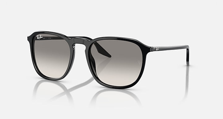 RAY-BAN : RB 2203 — Lunettes en acétate noir poli carrée, lentilles Gris clair (Rb2203 901/32)