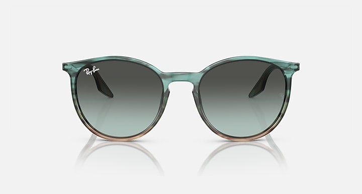 RAY-BAN : RB 2204 — Lunettes en acétate Rayée bleues et vertes polies avec lentilles Bleu Vintage |  RB2204 1394gk