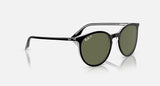 RAY-BAN : RB 2204 — Lunettes Phantos en acétate Noir poli sur transparent avec lentilles polarisé vert | RB2204 919/58 51-20