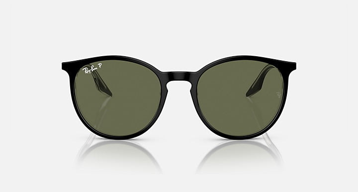 RAY-BAN : RB 2204 — Lunettes Phantos en acétate Noir poli sur transparent avec lentilles polarisé vert | RB2204 919/58 51-20