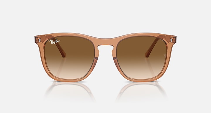 RAY-BAN : RB 2210— Lunettes en propionate brun transparent poli carré avec lentilles clair et brun | Rb2210 6764/51 53