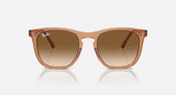 RAY-BAN : RB 2210 — Lunettes en propionate brun transparent poli carré avec lentilles clair et brun | Rb2210 6764/51 53