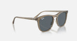 RAY-BAN : RB 2210 — Lunettes en propionate brun transparent poli carré avec lentilles bleu | RB2210 6765R5 53