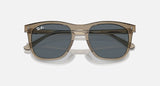 RAY-BAN : RB 2210 — Lunettes en propionate brun transparent poli carré avec lentilles bleu | RB2210 6765R5 53
