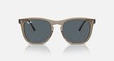 RAY-BAN : RB 2210 — Lunettes en propionate brun transparent poli carré avec lentilles bleu | RB2210 6765R5 53