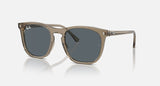 RAY-BAN : RB 2210 — Lunettes en propionate brun transparent poli carré avec lentilles bleu | RB2210 6765R5 53