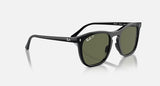 RAY-BAN : RB 2210 — Lunettes en propionate noir poli carré avec lentilles verte polarisées | RB2210 901/58 53-21