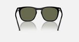 RAY-BAN : RB 2210 — Lunettes en propionate noir poli carré avec lentilles verte polarisées | RB2210 901/58 53-21