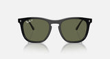 RAY-BAN : RB 2210 — Lunettes en propionate noir poli carré avec lentilles verte polarisées | RB2210 901/58 53-21