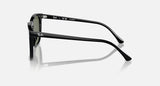 RAY-BAN : RB 2210 — Lunettes en propionate noir poli carré avec lentilles verte polarisées | RB2210 901/58 53-21