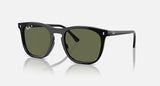 RAY-BAN : RB 2210 — Lunettes en propionate noir poli carré avec lentilles verte polarisées | RB2210 901/58 53-21