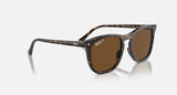 RAY-BAN : RB 2210 — Lunettes en propionate havane polie carré avec lentilles marron polarisé | Rb2210 902/57 53