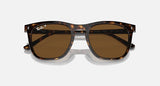 RAY-BAN : RB 2210 — Lunettes en propionate havane polie carré avec lentilles marron polarisé | Rb2210 902/57 53