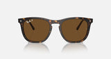 RAY-BAN : RB 2210 — Lunettes en propionate havane polie carré avec lentilles marron polarisé | Rb2210 902/57 53