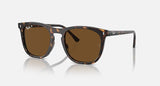 RAY-BAN : RB 2210 — Lunettes en propionate havane polie carré avec lentilles marron polarisé | Rb2210 902/57 53