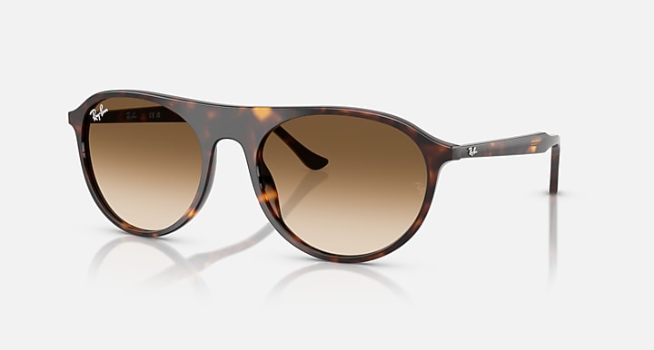 RAY-BAN : RB 2215 — Lunettes en acétate havane polie carré avec lentilles marron clair dégradé | RB2215 902/51 56-20