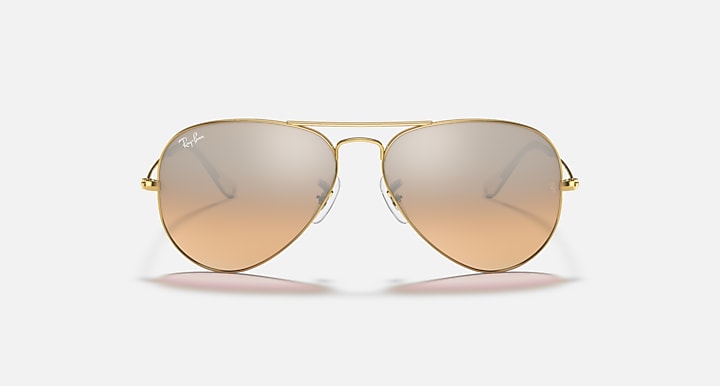 RAY-BAN : AVIATEUR CLASSIC en Métal Or brillant, lentilles Rose miroir argenté | RB3025 001/3E