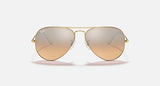 RAY-BAN : AVIATEUR CLASSIC en Métal Or briallant, lentilles Rose miroir argenté | Rb3025 001/57 58