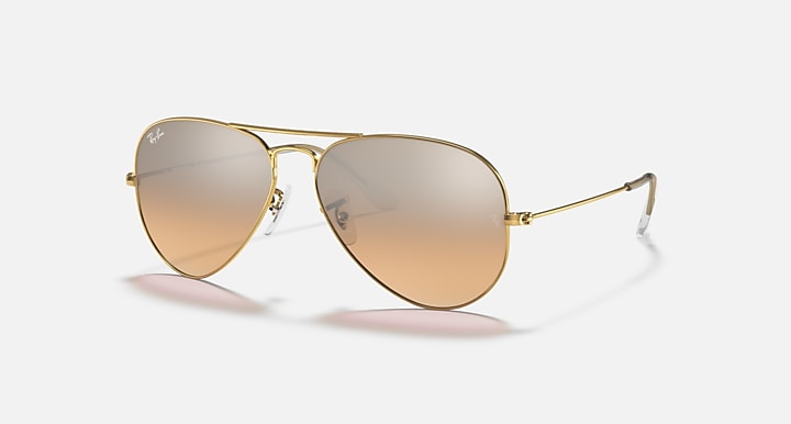 RAY-BAN : AVIATEUR Dégradé en Métal Or Arista poli, lentilles Argent à Rose Dégradé | Rb3025 001/3e 55