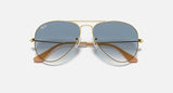 RAY-BAN : AVIATEUR Dégradé en Métal Or Arista poli et lentille bleu clair | Rb3025 001/3f 58