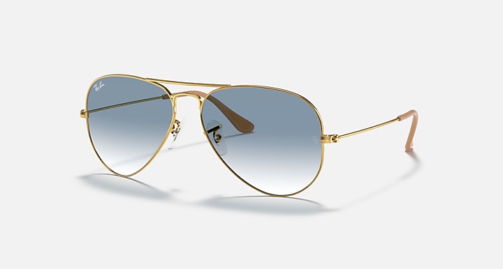 RAY-BAN : AVIATEUR Dégradé en Métal Or Arista poli et lentille bleu clair | Rb3025 001/3f 58