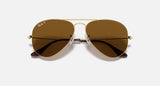 RAY-BAN : AVIATEUR Classic en Métal Or Arista poli et lentille Marron Polarisé | Rb3025 001/57 58