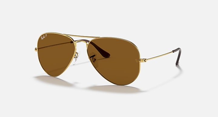 RAY-BAN : AVIATEUR Classic en Métal Or Arista poli et lentille Marron Polarisé | Rb3025 001/57 58