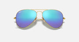 RAY-BAN : AVIATEUR FLASH en Métal Or mat et lentilles bleu éclair | Rb3025 112/17