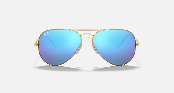 RAY-BAN : AVIATEUR FLASH en Métal Or mat et lentilles bleu éclair | Rb3025 112/17