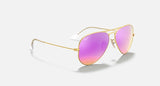 RAY-BAN : AVIATEUR FLASH en Métal Or mat et lentilles cyclamen flash polarisé | Rb3025 112/1q