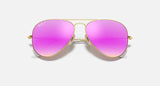 RAY-BAN : AVIATEUR FLASH en Métal Or mat et lentilles cyclamen flash polarisé | Rb3025 112/1q