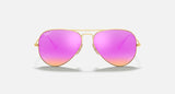 RAY-BAN : AVIATEUR FLASH en Métal Or mat et lentilles cyclamen flash polarisé | Rb3025 112/1q