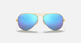 RAY-BAN : AVIATEUR FLASH en Métal Or mat et lentilles polarisé bleu | RB3025 112/4L