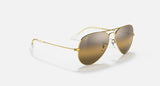 RAY-BAN : AVIATEUR POLARISÉS+ (AVIATOR POLARIZED+ LENSES) en métal or poli et lentilles en argent et marron | Rb3025 9196G5