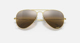 RAY-BAN : AVIATEUR POLARISÉS+ (AVIATOR POLARIZED+ LENSES) en métal or poli et lentilles en argent et marron | Rb3025 9196G5