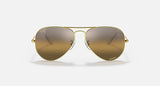 RAY-BAN : AVIATEUR POLARISÉS+ (AVIATOR POLARIZED+ LENSES) en métal or poli et lentilles en argent et marron | Rb3025 9196G5